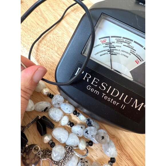 Handcrafted Multi-Strand Moonstone Pearl & Black Glass Necklace - Picture 9 of 10